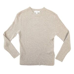 Autograph M&S Beige Merino Wool Cashmere Ribbed Sweater Size S Cappuccino